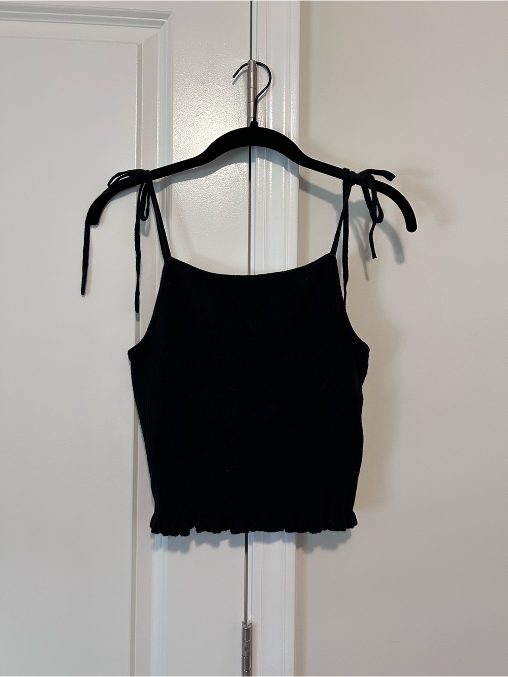 Abercrombie & Fitch Black Ribbed Tie-Strap Tank